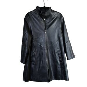Lord & Taylor Genuine Leather Black coat Jacket size M